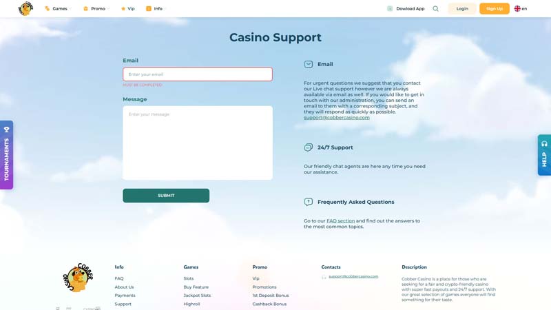 Thumbnail cobber-casino support