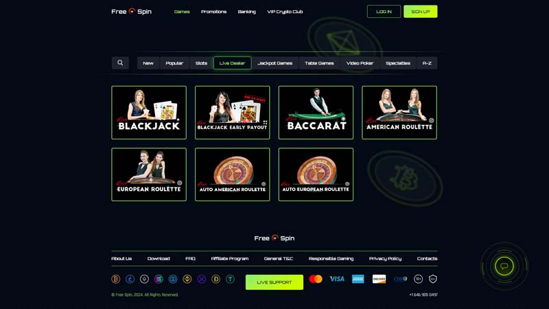 freespin-casino live screenshot