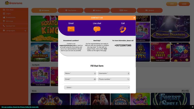 Thumbnail gratorama-casino support
