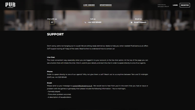 Thumbnail pub-casino support