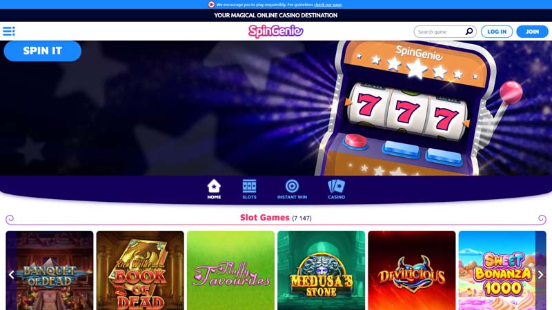 spin-genie-casino lobby screenshot