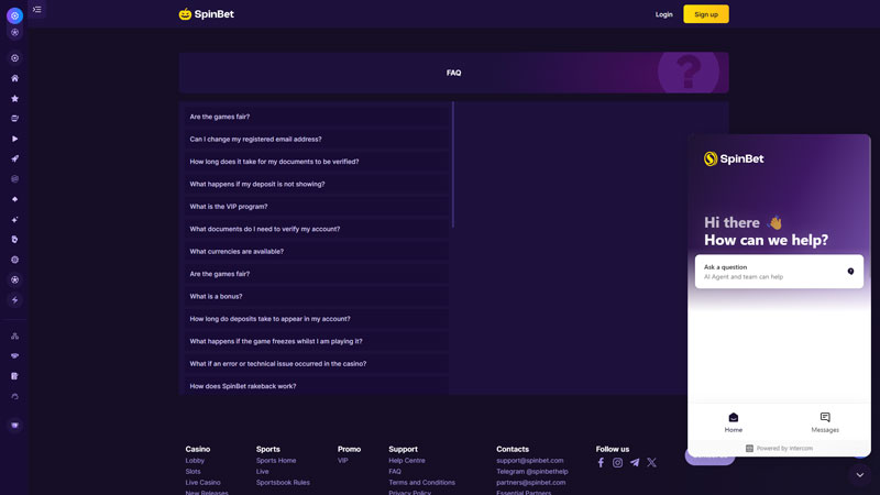 Thumbnail spinbet support